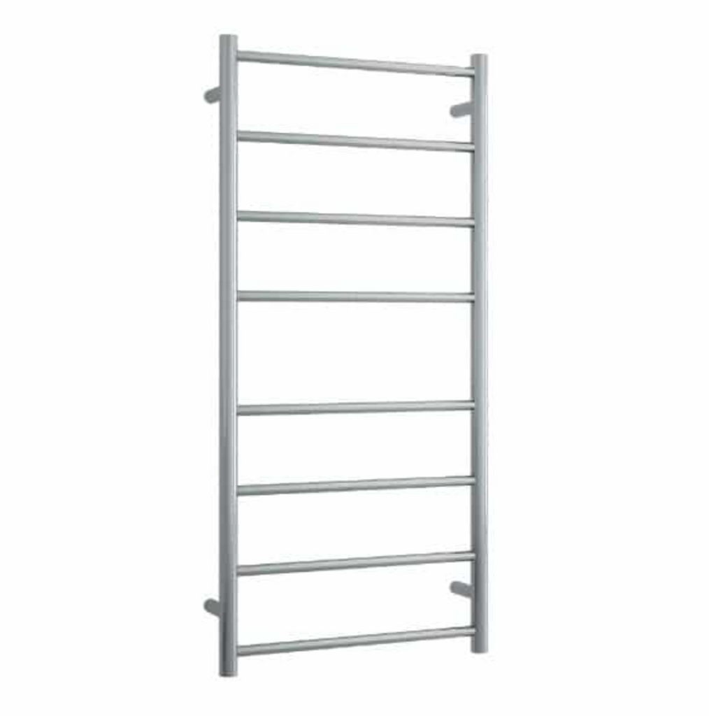 Thermogroup 8 Bar Straight Round Ladder Heated Towel Rail - Brushed Stainless