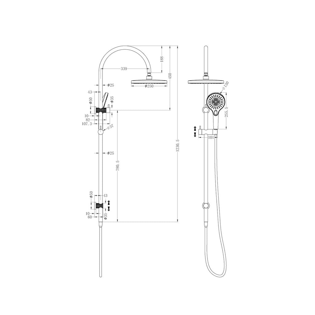 Nero Opal Twin Shower Set - Graphite Gunmetal Grey