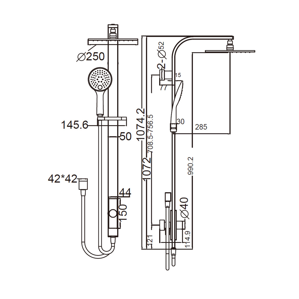 Nero Rain Round Shower Set with Double Hose - Matte Black - Wellsons