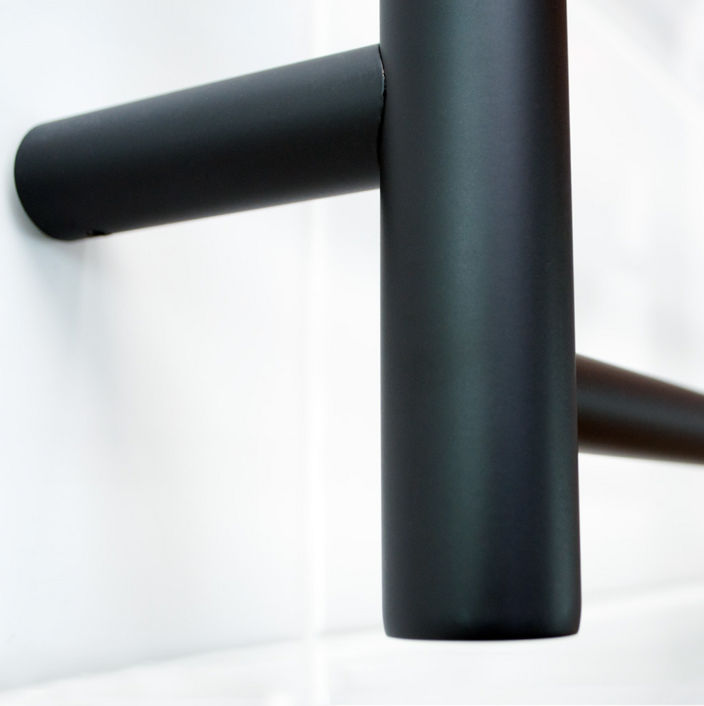Radiant Heating Round Bars 240V Heated Towel Rails Matte Black 430 x 1100