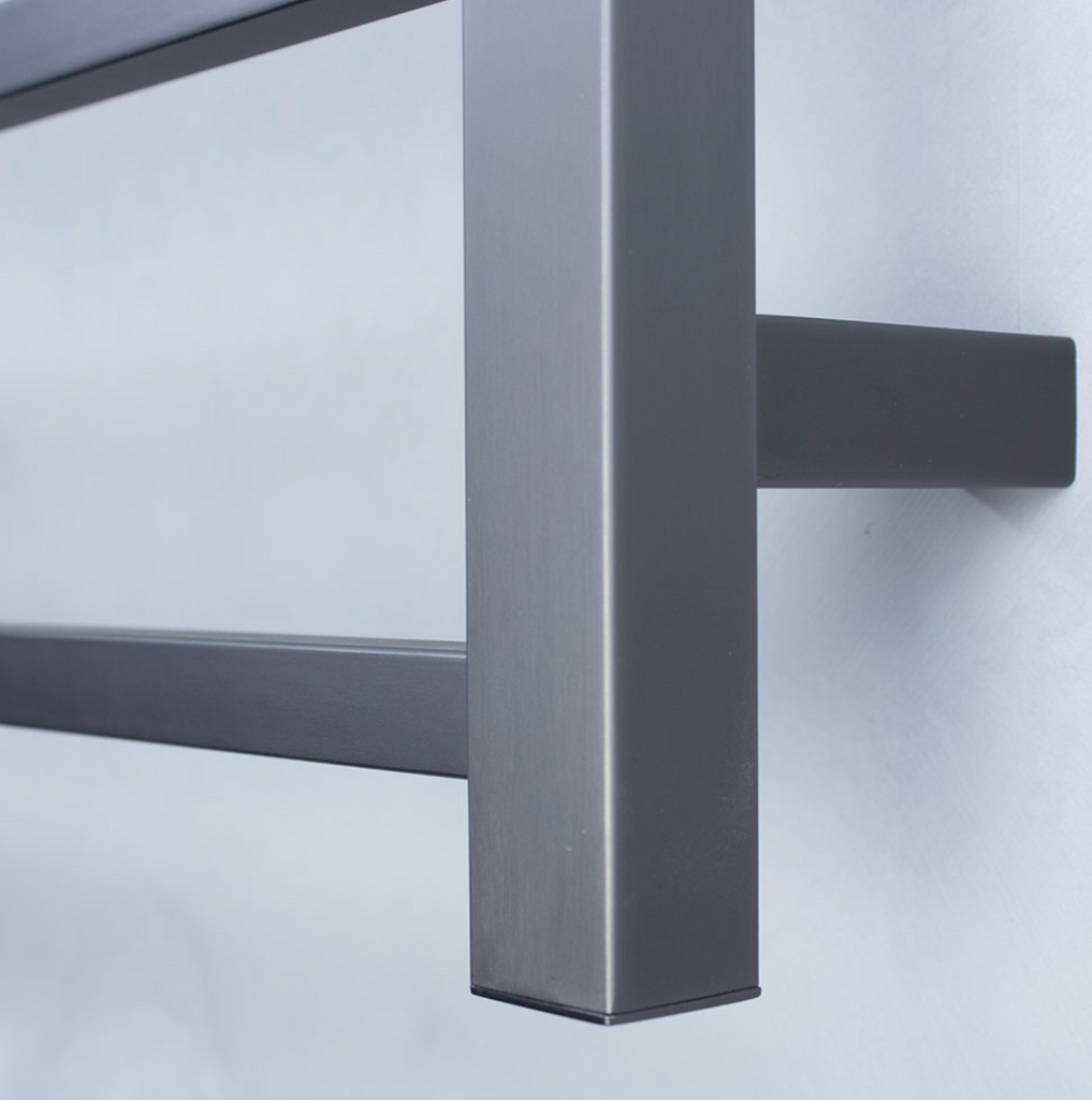 Radiant Heating Square Bars 240V Heated Towel Rails Gunmetal Grey 600 x 800