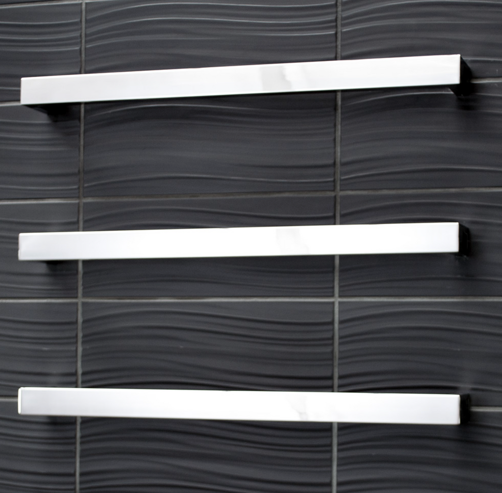 Radiant Heating Square Single Bar 12V Heated Towel Rail Polished 650