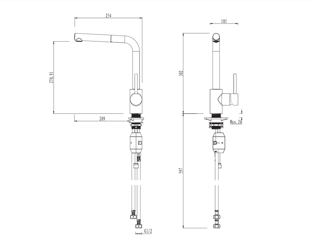 Gareth Ashton Lucia Pull Out Mixer - Chrome