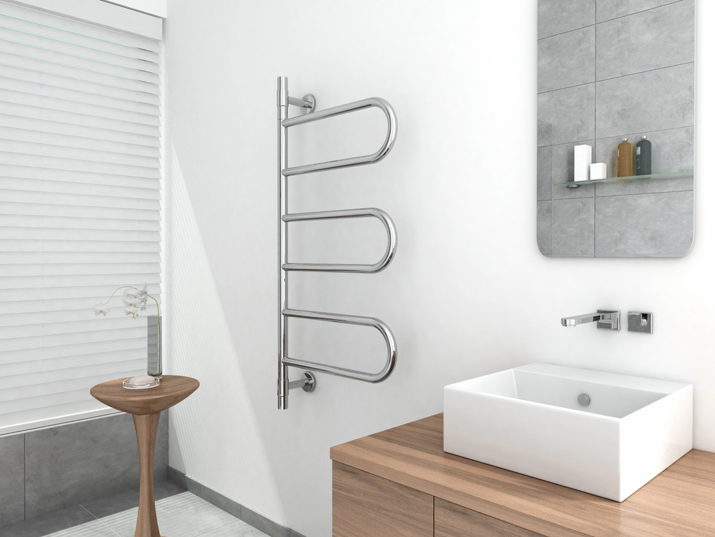 Thermogroup Jeeves Tangent W Swivel Heated Towel Rail - Polished Stainless