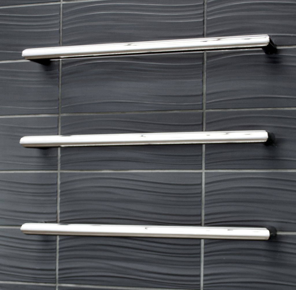 Radiant Heating Single Round Bar 12V Heated Towel Rail Polished 500