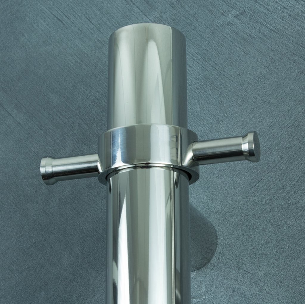 Radiant Heating Vertical Round Bar Hook - Polished Chrome