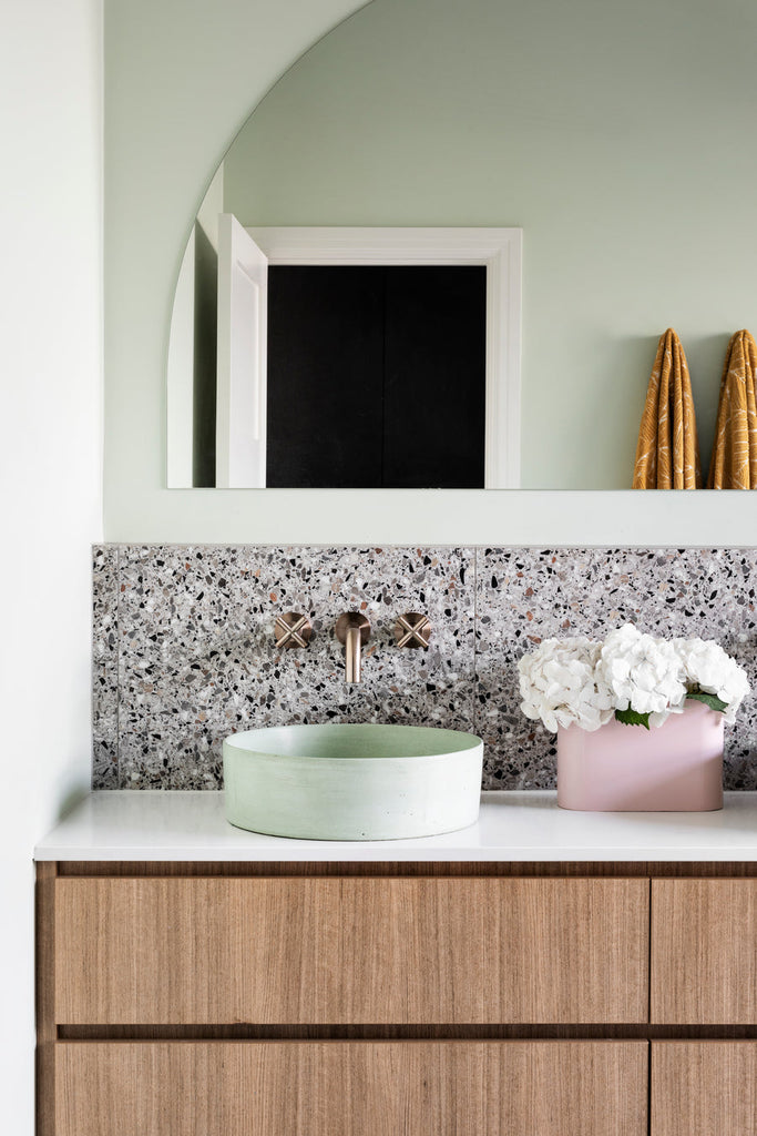 Meir Round Cross Handle Wall Top Assemblies - Champagne Rose Gold