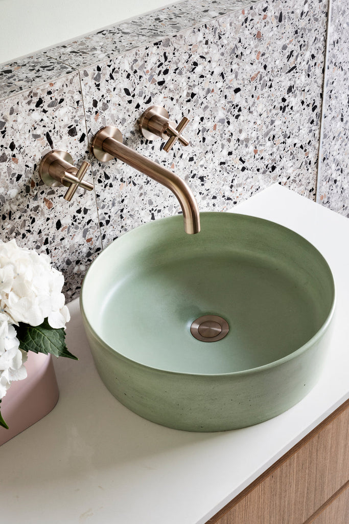 Meir Round Cross Handle Wall Top Assemblies - Champagne Rose Gold