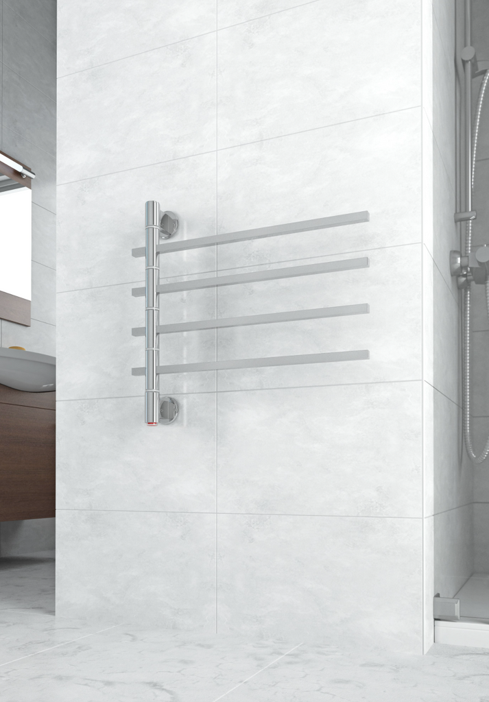 Thermogroup 4 Bar Straight Square Swivel Heated Towel Rail - Polished Stainless Steel