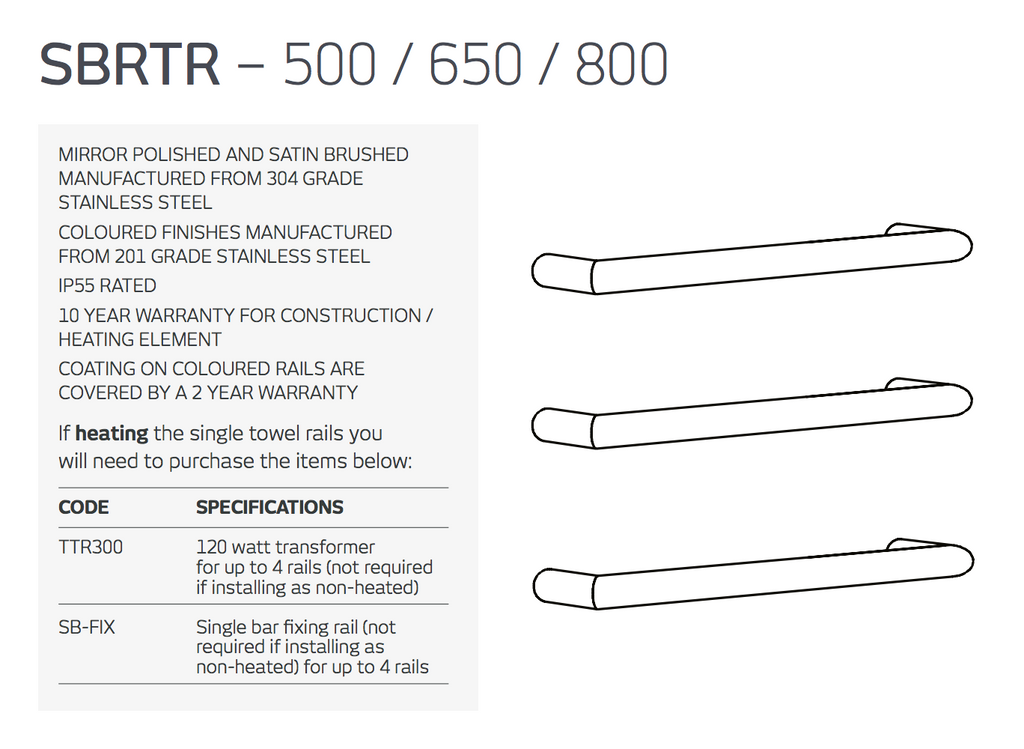 Radiant Heating Single Round Bar 12V Heated Towel Rail Gunmetal Grey 800