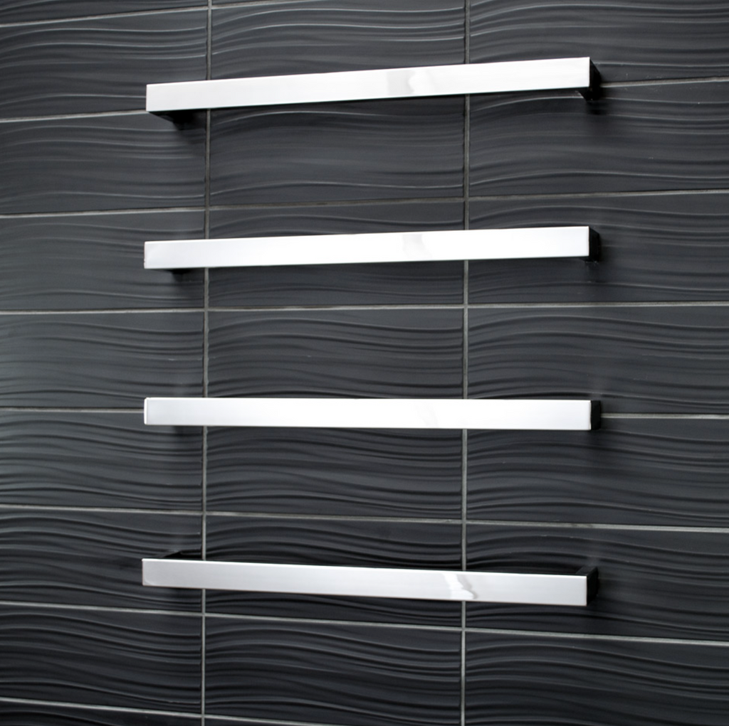 Radiant Heating Square Single Bar 12V Heated Towel Rail Polished 650