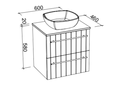Timberline Henley Wall Hung Vanity With Above Counter Basin - Wellsons