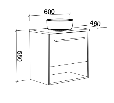 Timberline Kansas Wall Hung Vanity with Above Counter Basin - Wellsons