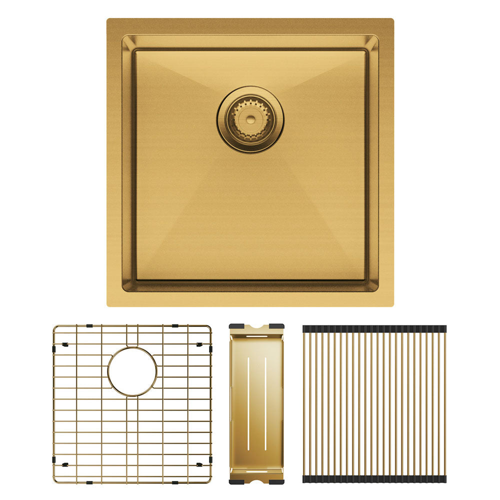 Fienza Hana 32L Single Kitchen Sink, PVD Rugged Brass