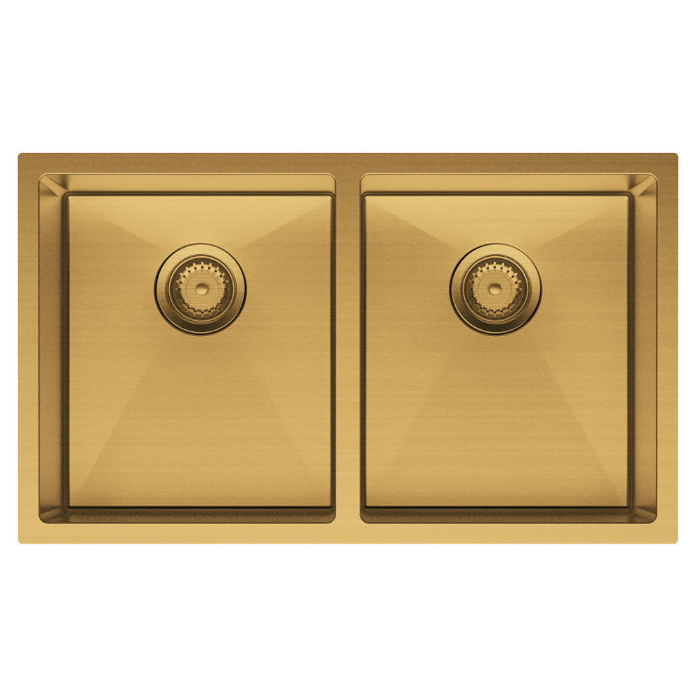 Fienza Hana 27L/27L Double Kitchen Sink, PVD Rugged Brass
