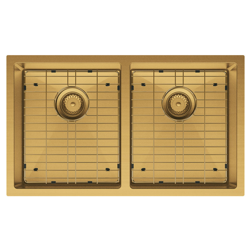 Fienza Hana 27L/27L Double Kitchen Sink, PVD Rugged Brass