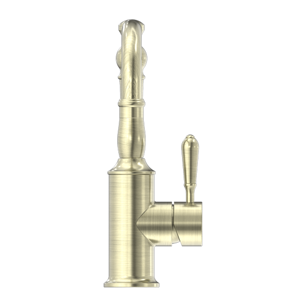 Nero York Basin Mixer Hook Spout - Aged Brass