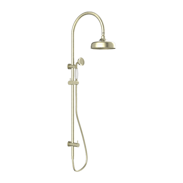 Nero York Twin Shower With Metal Shower - Aged Brass