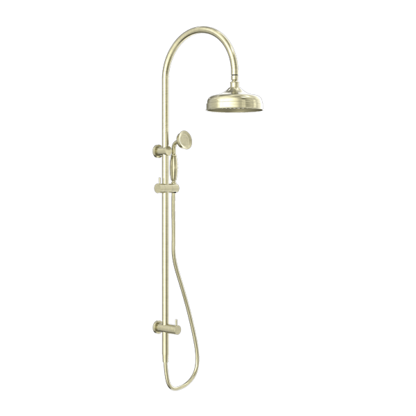 Nero York Twin Shower With Metal Shower - Aged Brass