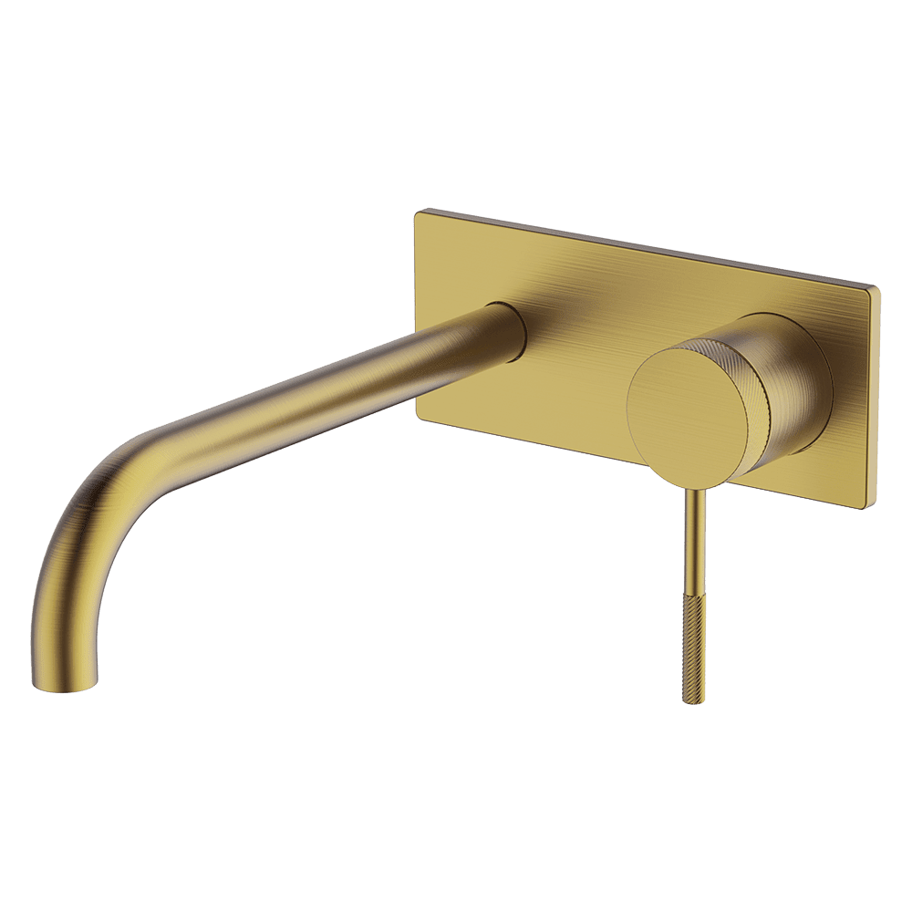 Gareth Ashton Poco Knurled Wall Basin/ Bath Set - Brushed Brass