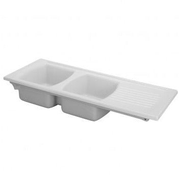 Turner Hastings Lusitano 120x50 Inset Fireclay Kitchen Sink - Double Bowl w/ Drainer - 1TH Right Hand Drainer