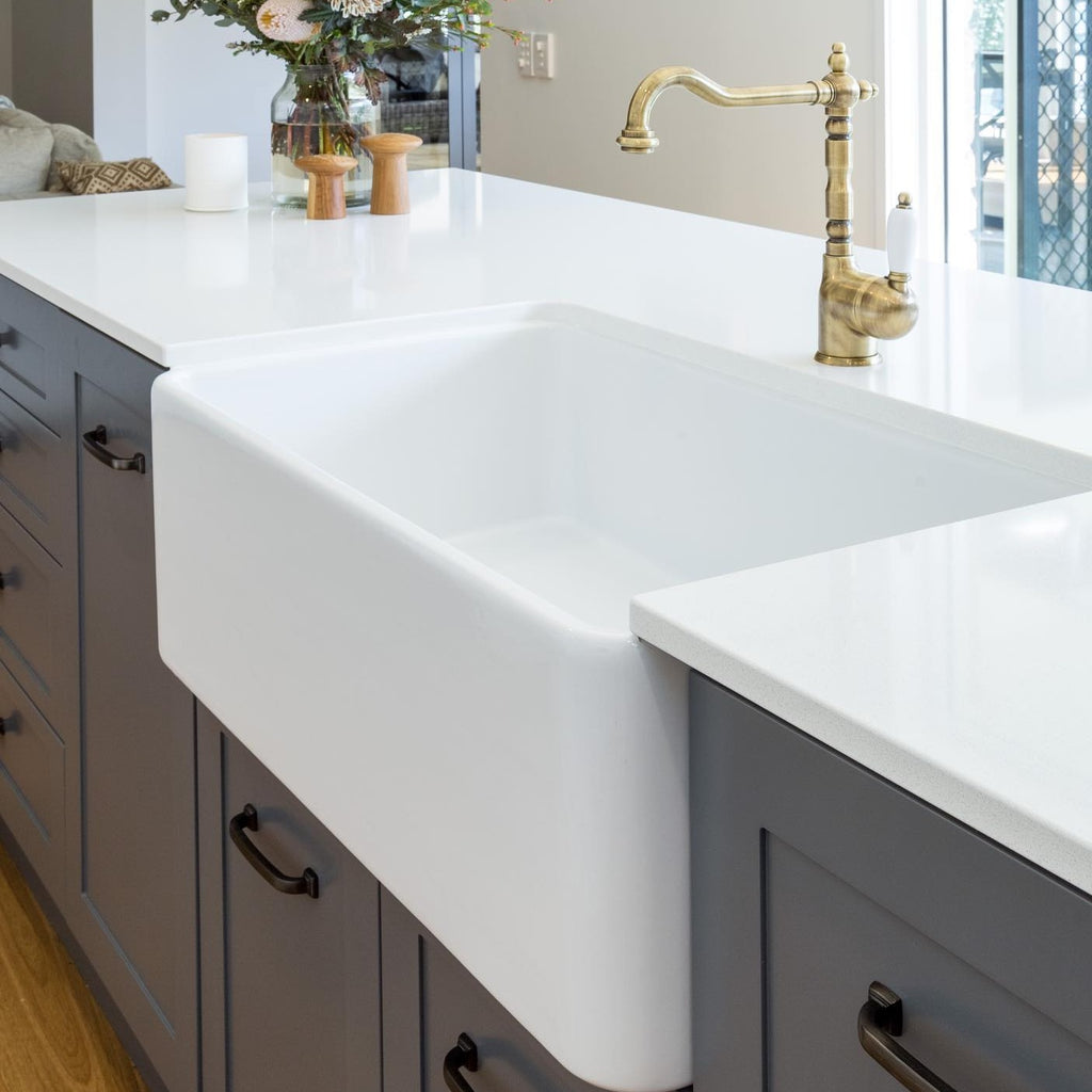 Turner Hastings Novi 75x46 Fireclay Butler Sink - Gloss White