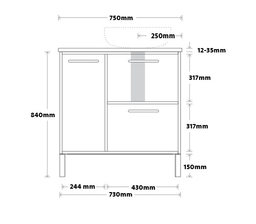 Marquis Palm Floor Standing Vanity - Wellsons