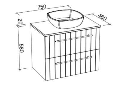 Timberline Henley Wall Hung Vanity With Above Counter Basin - Wellsons