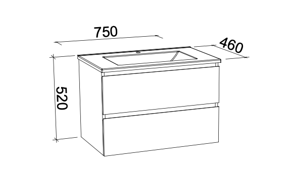 Timberline Nevada Plus Wall Hung Vanity with Regal Acrylic Top - Wellsons