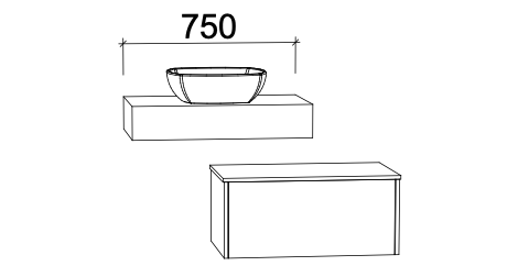 Timberline Milan Wall Hung Vanity with Above Counter Basin - Wellsons