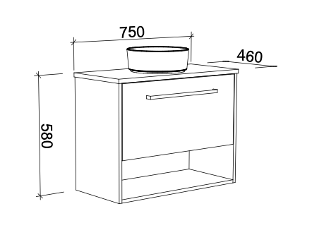 Timberline Kansas Wall Hung Vanity with Above Counter Basin - Wellsons