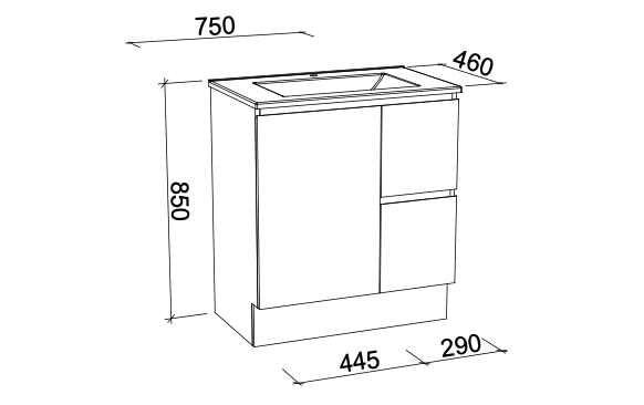 Timberline Nevada Floor Standing Vanity with Alpha Ceramic Top - Wellsons