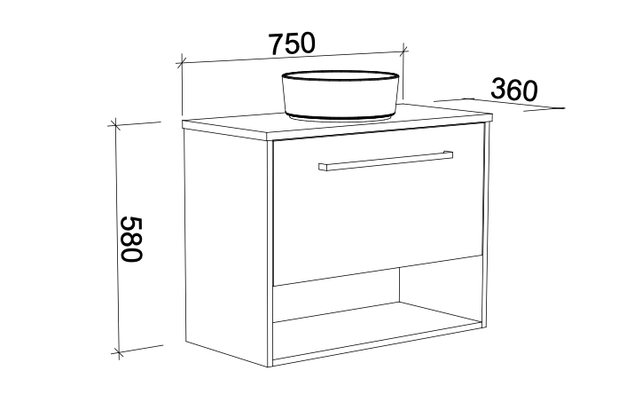 Timberline Karlie Wall Hung Vanity with SilkSurface Top & Basin - Wellsons
