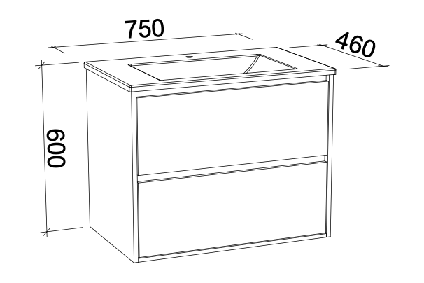 Timberline Grange Wall Hung Vanity with Silksurface Top & Basin - Wellsons