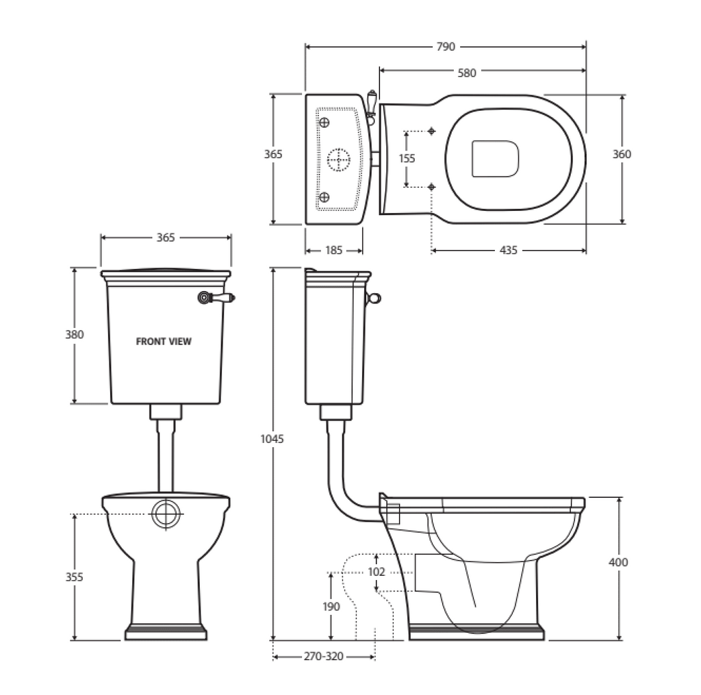 Fienza Rak Washington Front Lever Adjustable Link Suite - White - Wellsons