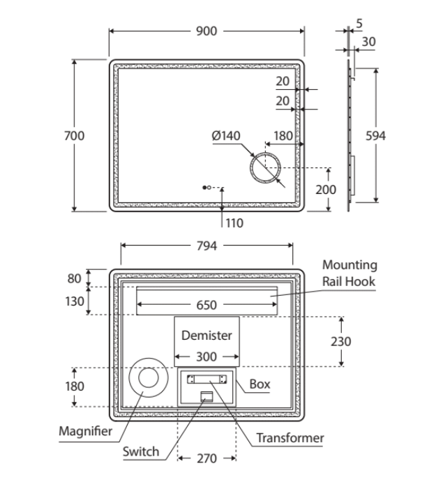 Fienza Deejay LED Mirror