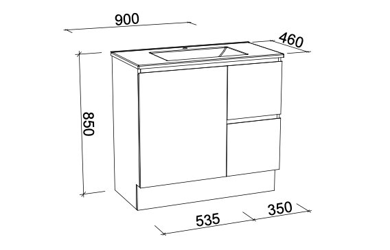 Timberline Nevada Floor Standing Vanity with Alpha Ceramic Top - Wellsons