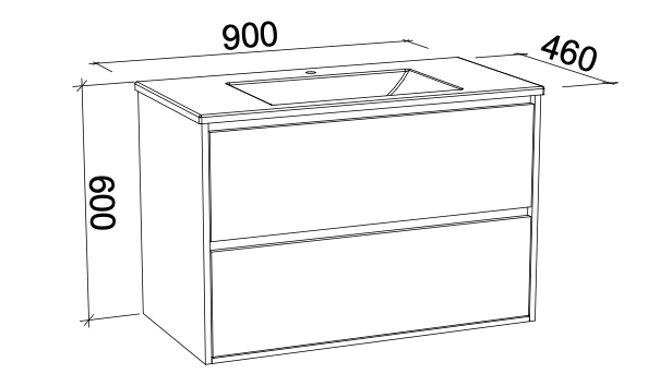 Timberline Grange Wall Hung Vanity with Silksurface Top & Basin - Wellsons