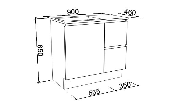 Timberline Nevada Floor Standing Vanity with Alpha Ceramic Top - Wellsons