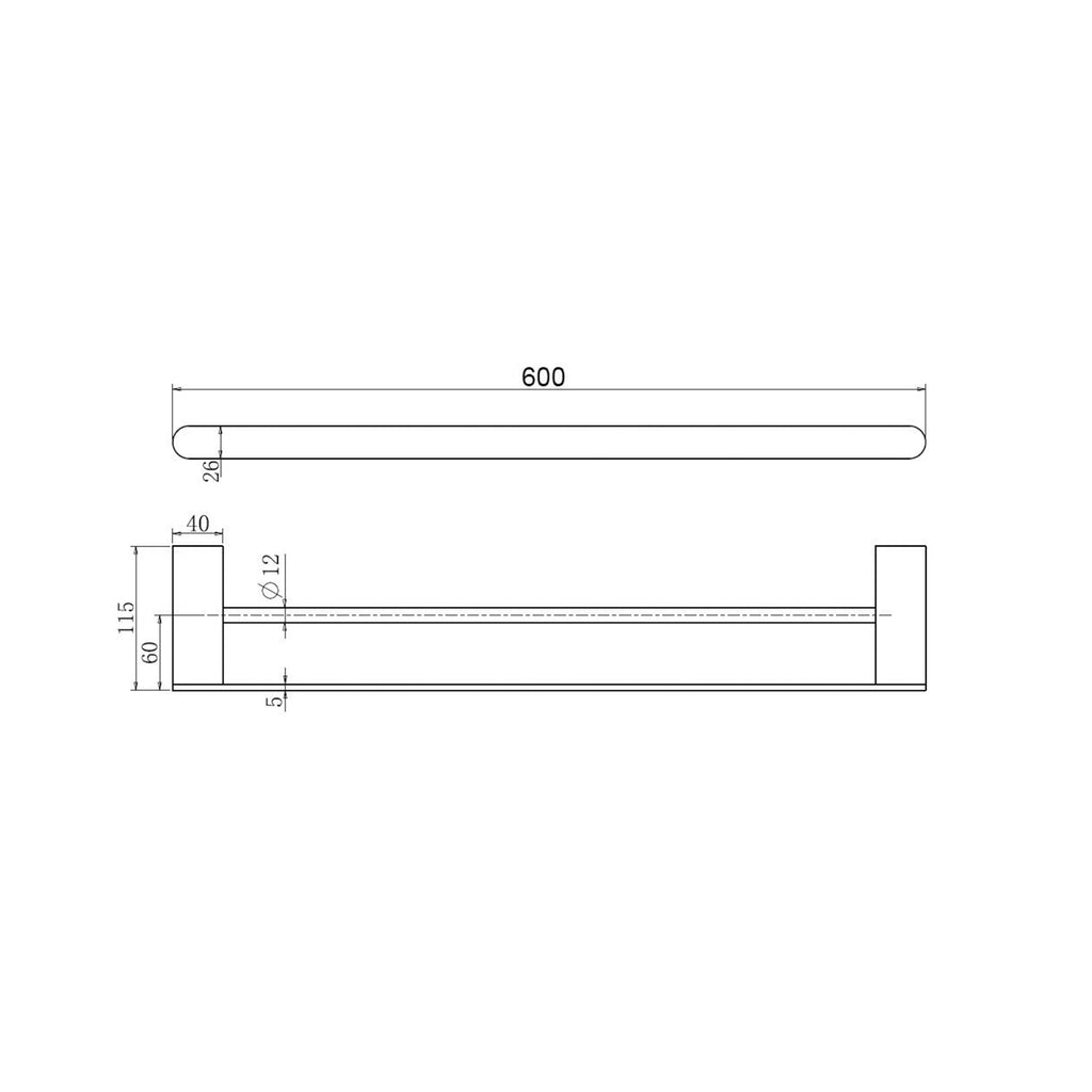Nero Bianca Double Towel Rail 600mm - Gunmetal Grey - Wellsons