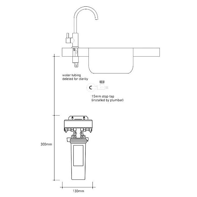 Billi B-1000 Filtered Water Square with Slimline Dispenser - Wellsons
