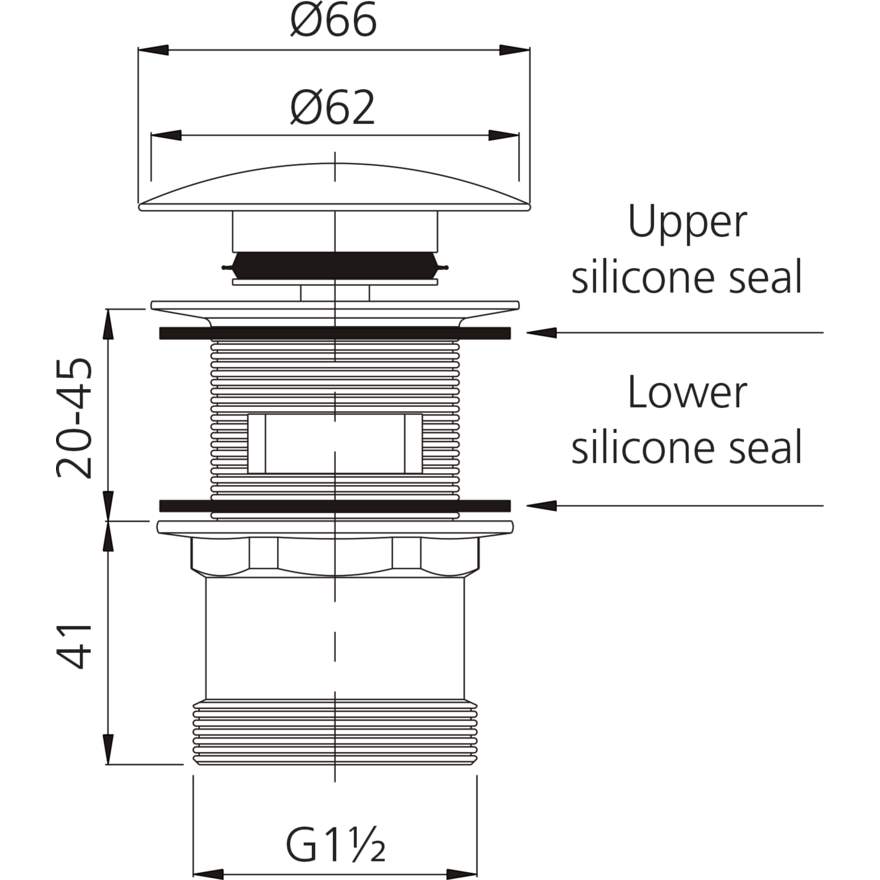 Oliveri Chrome Pop Up Waste With Overflow