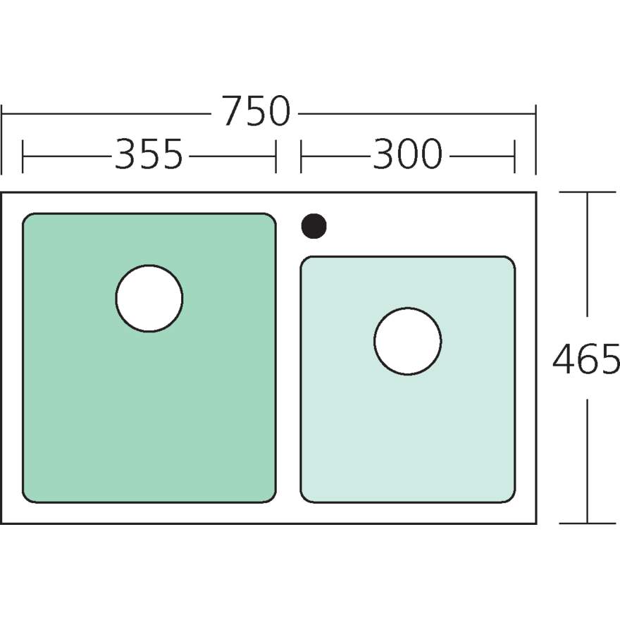 Oliveri Apollo 1 & 3/4 Offset Bowl Sink