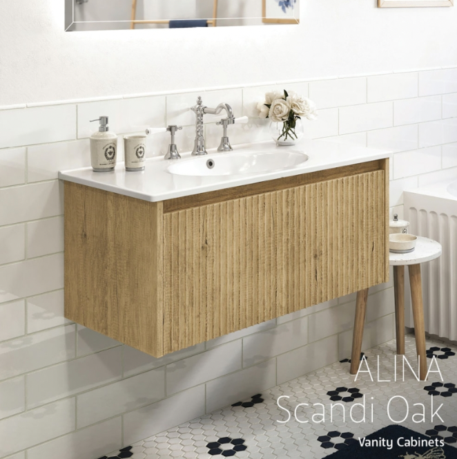 Fienza Alina Joli Moulded Basin Top Wall hung Vanity - Scandi Oak