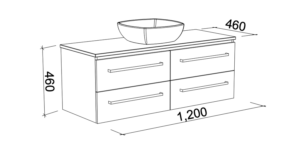 Timberline Ashton Wall Hung Vanity with Silksurface Top & Basin