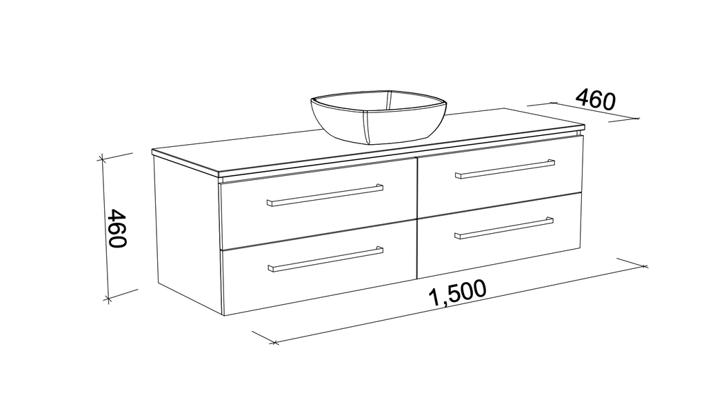 Timberline Ashton Wall Hung Vanity with Silksurface Top & Basin