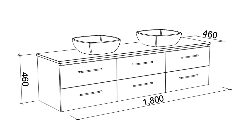 Timberline Ashton Wall Hung Vanity with Silksurface Top & Basin