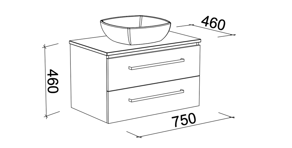 Timberline Ashton Wall Hung Vanity with Silksurface Top & Basin