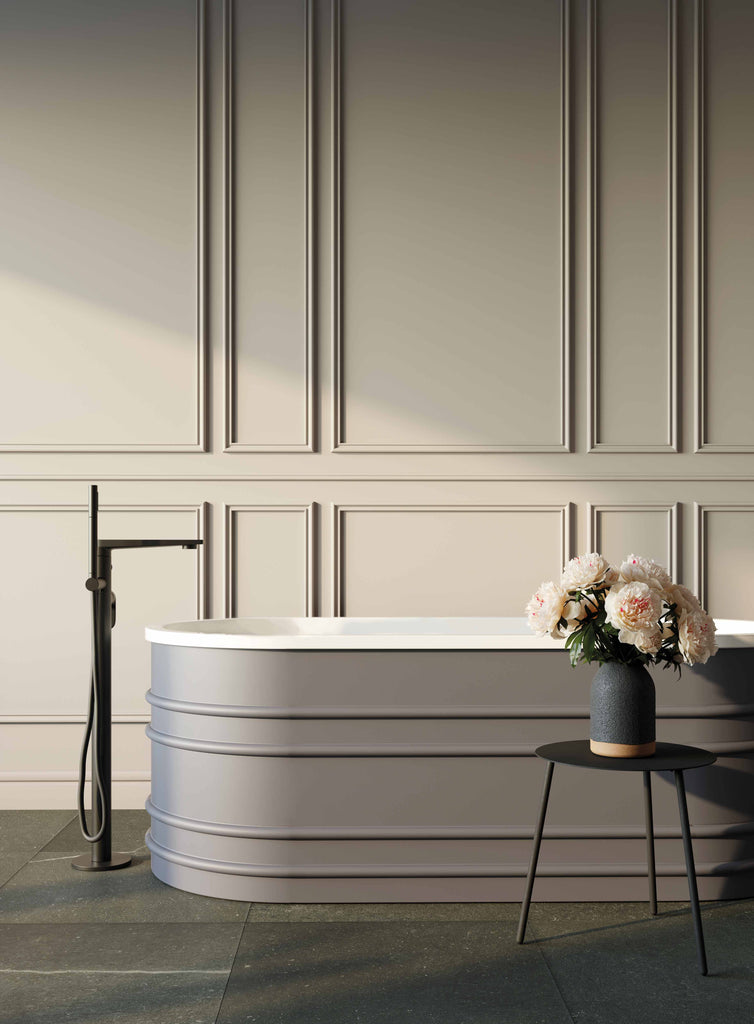 Belbagno Bucciano Resin Stone Bathtub 1675mm - Stone Grey - Wellsons