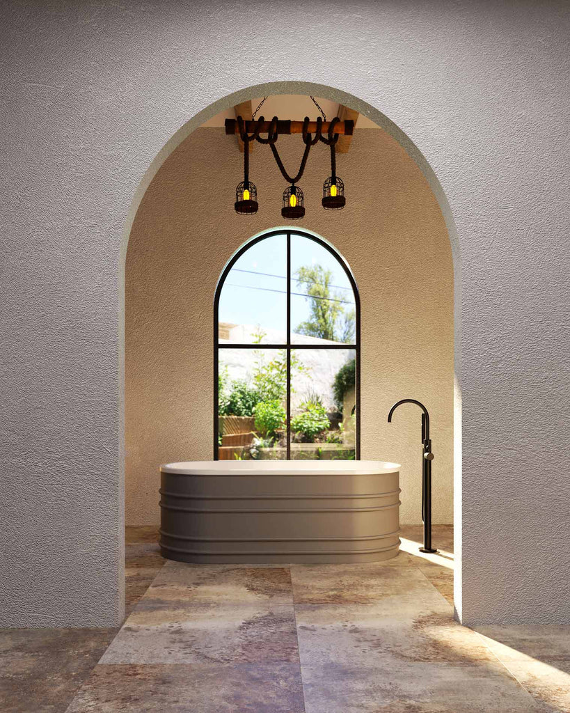 Belbagno Bucciano Resin Stone Bathtub 1675mm - Stone Grey - Wellsons